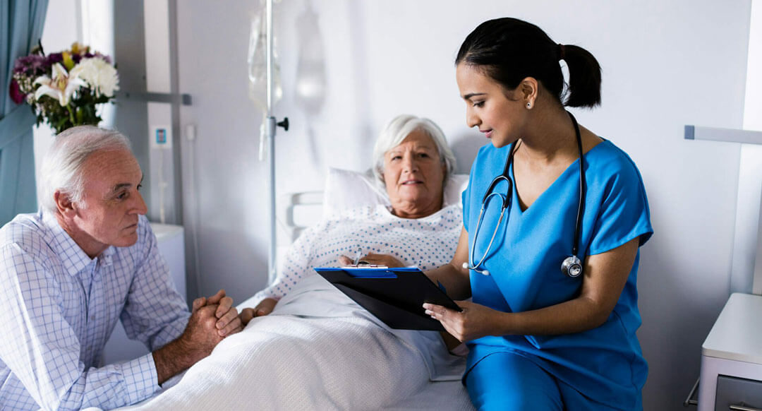 Patient receiving post-operative care after hospital procedure