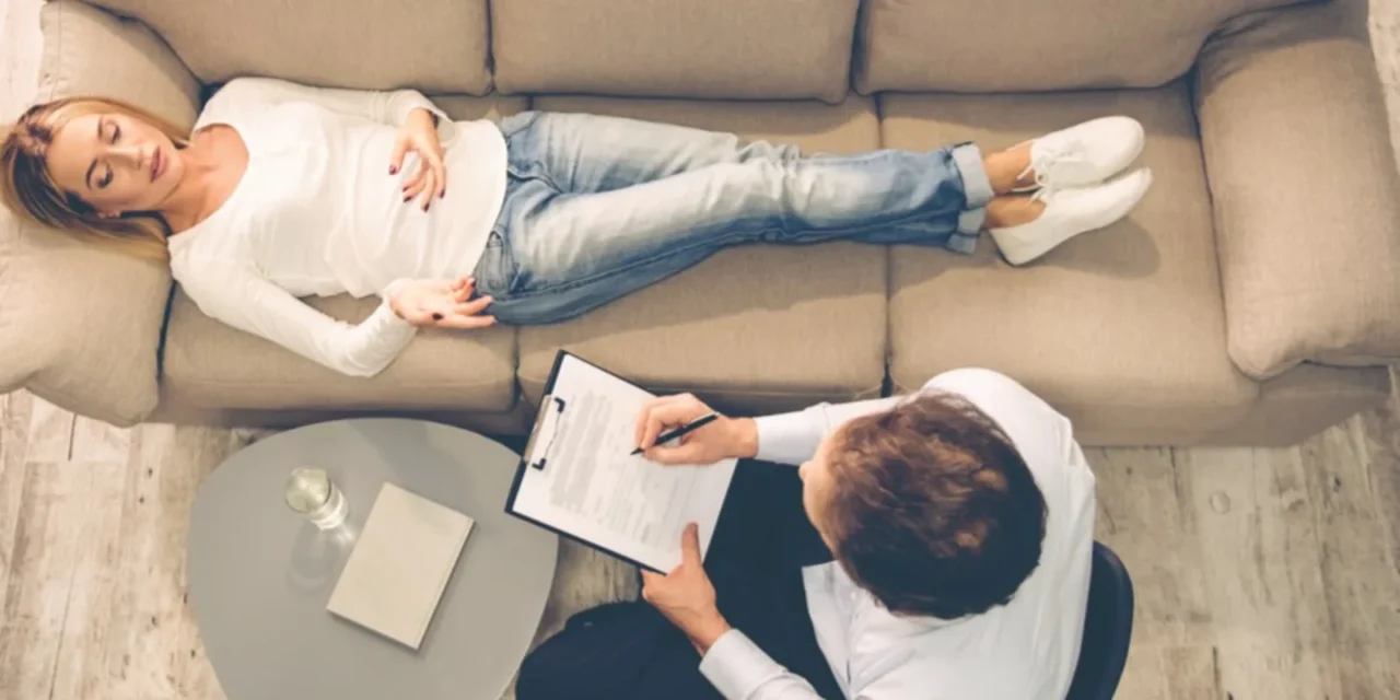Person receiving psychotherapy in a calming environment