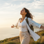 Person practicing deep breathing for stress reduction